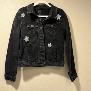 Black Jean Jacked with Stars, size 10/12 but runs small